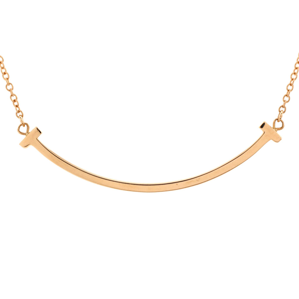 T Smile Pendant Necklace 18K Rose Gold Small