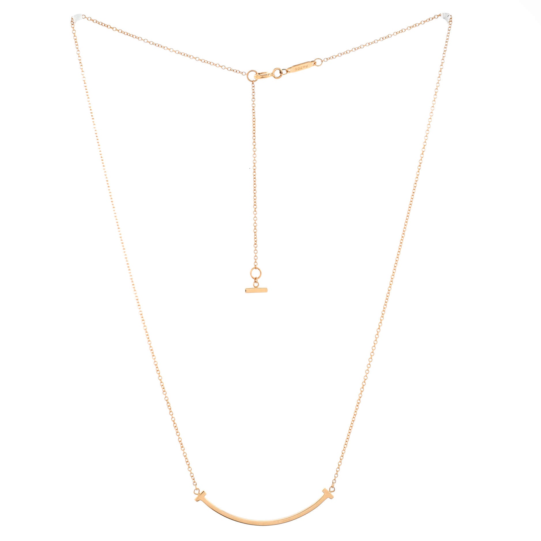T Smile Pendant Necklace 18K Rose Gold Small