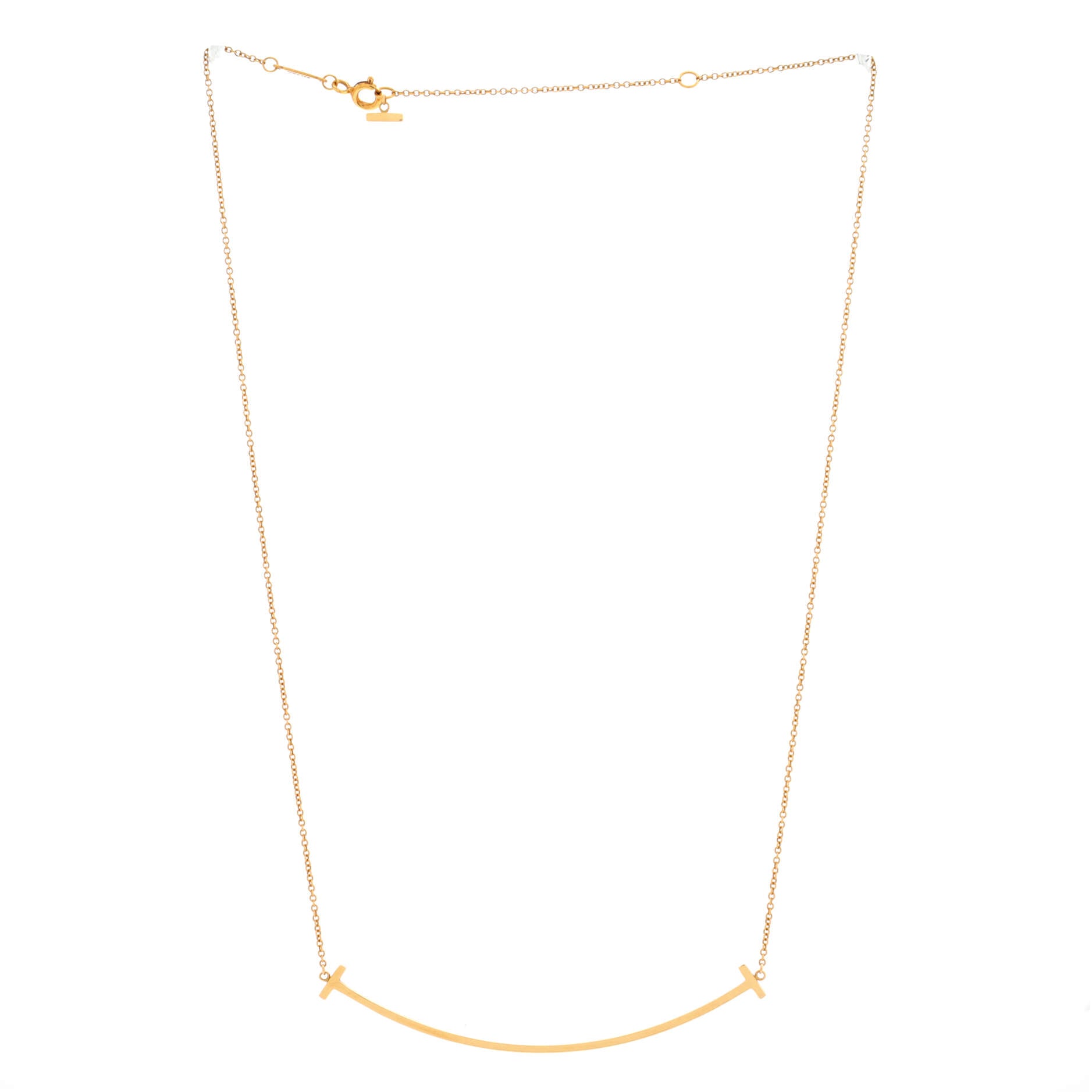 T Smile Pendant Necklace 18K Yellow Gold Large