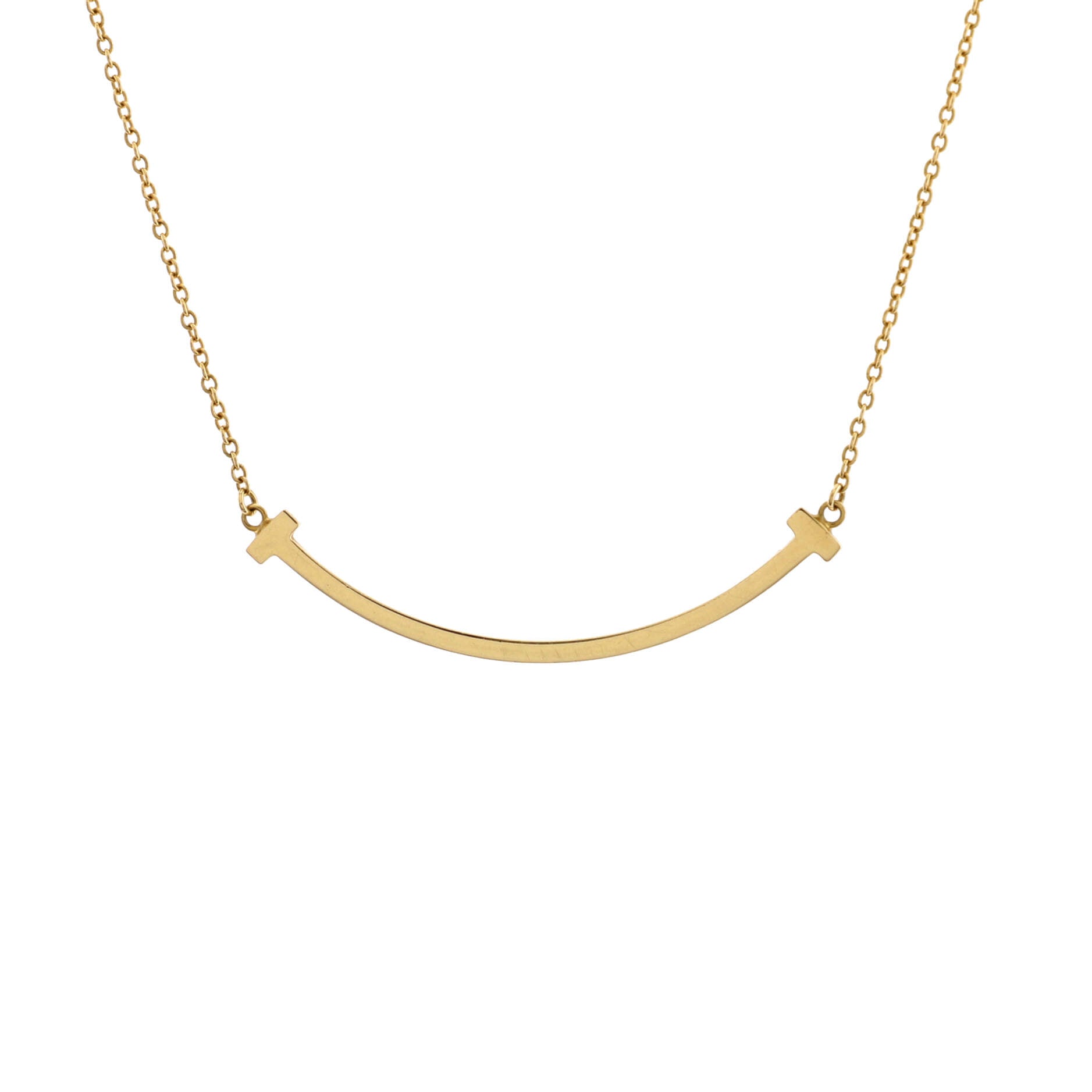 T Smile Pendant Necklace 18K Yellow Gold Small