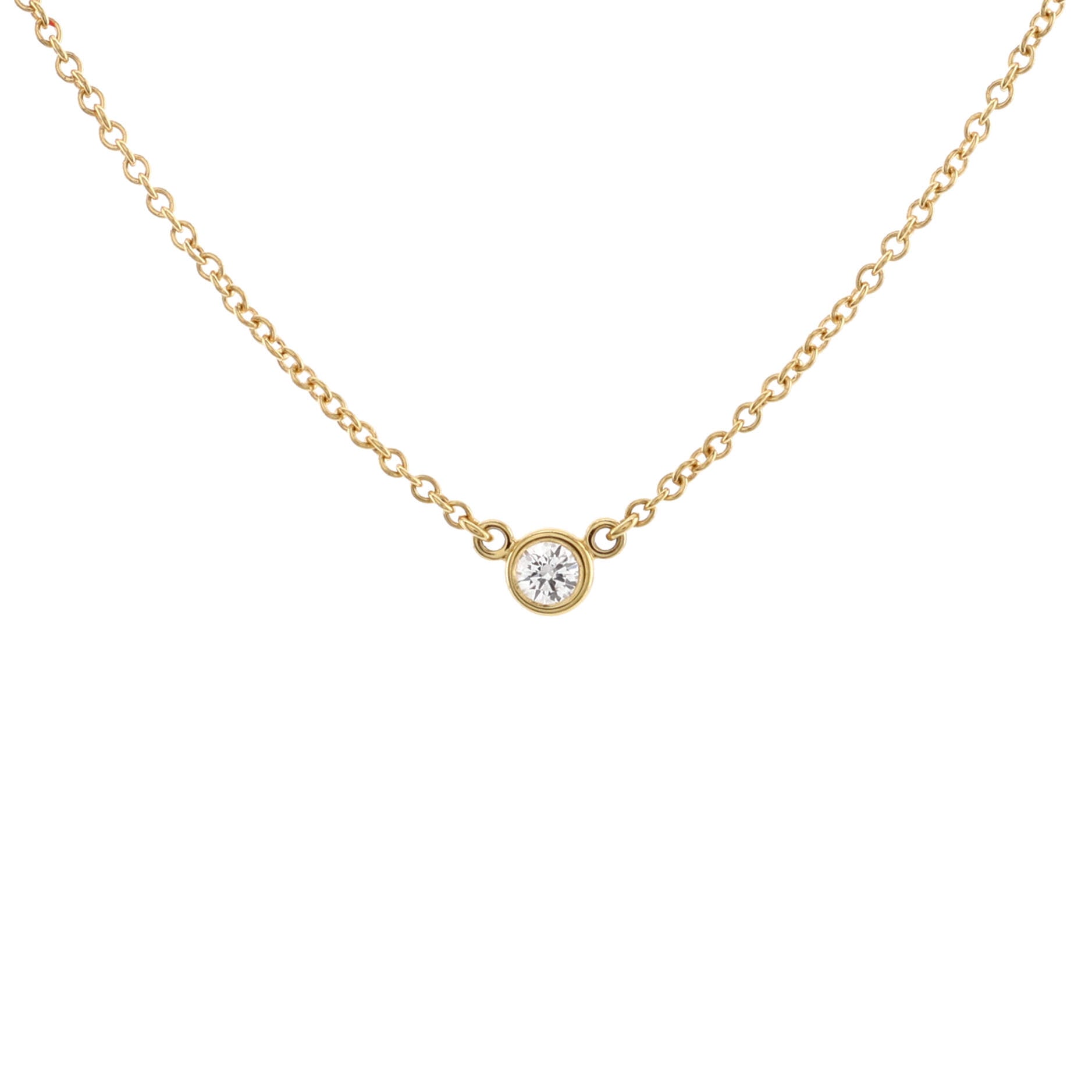 Elsa Peretti Diamonds By The Yard Pendant Necklace 18K Yellow Gold with Diamond .05CT