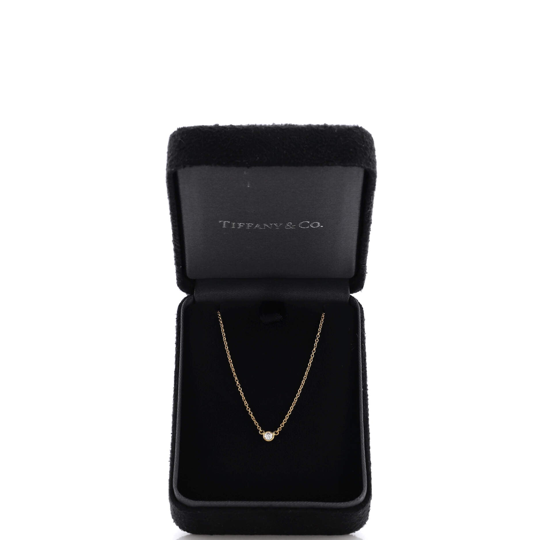 Elsa Peretti Diamonds By The Yard Pendant Necklace 18K Yellow Gold with Diamond .05CT