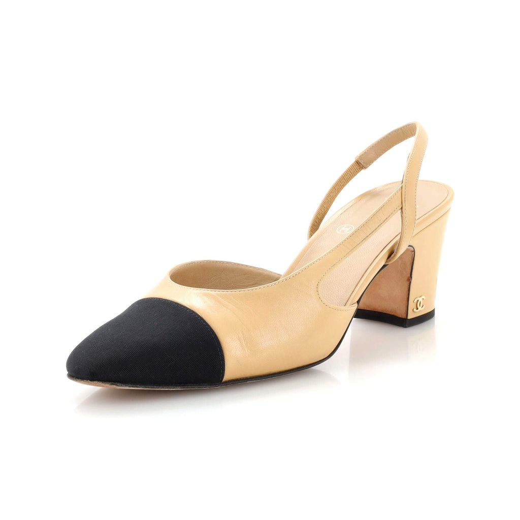 Women’s Cap Toe Slingback Pumps Leather
