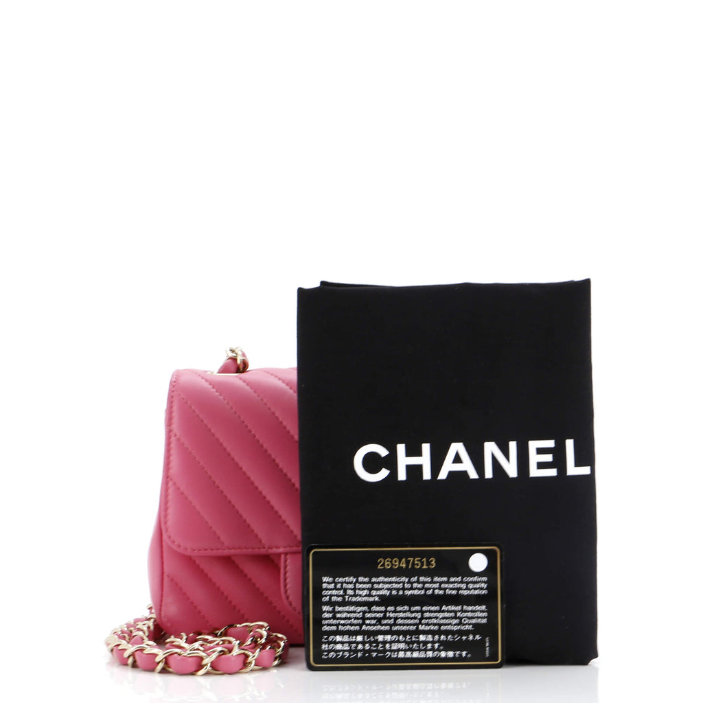 Square Classic Single Flap Bag Chevron Lambskin Mini