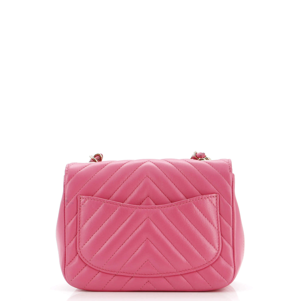 Square Classic Single Flap Bag Chevron Lambskin Mini