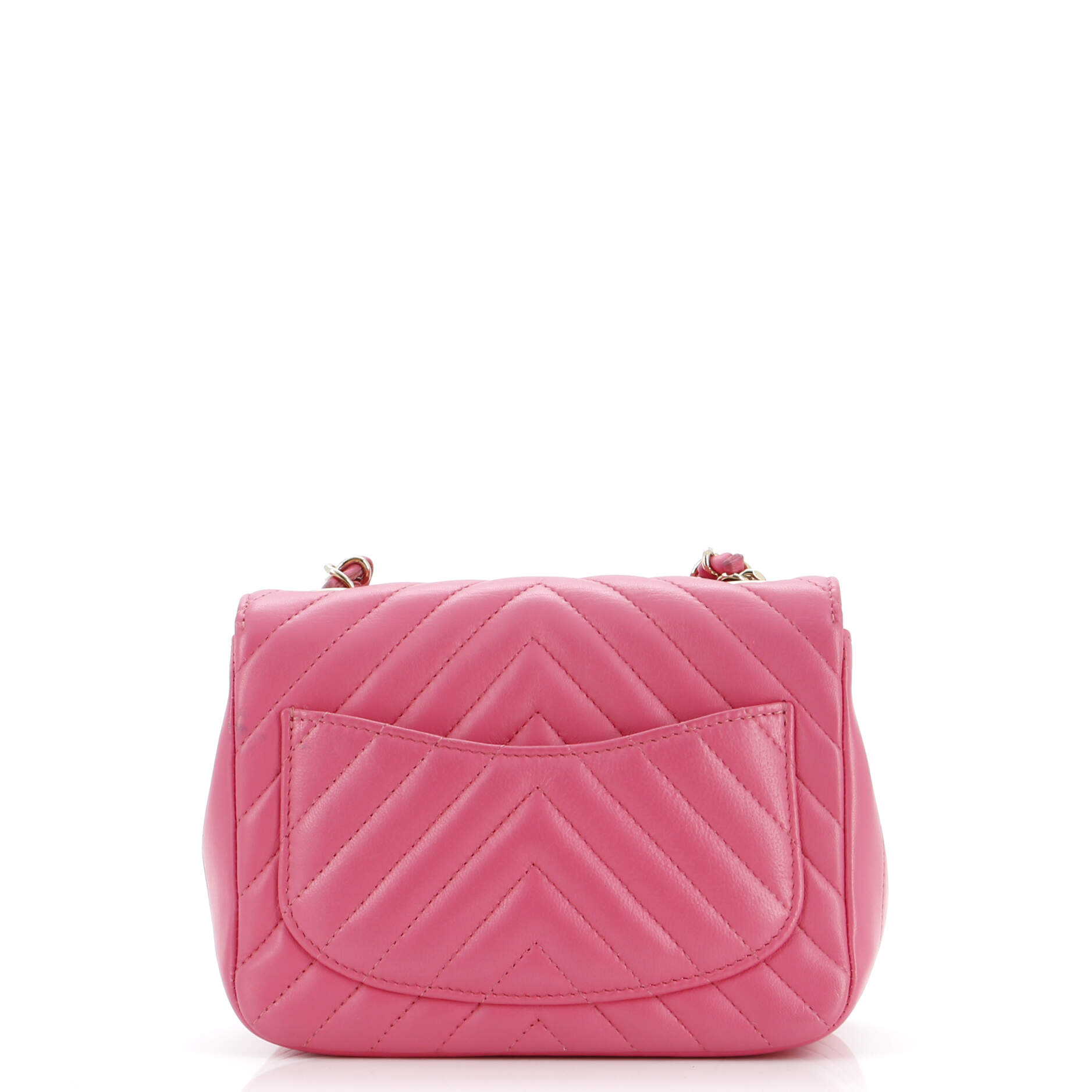 Square Classic Single Flap Bag Chevron Lambskin Mini