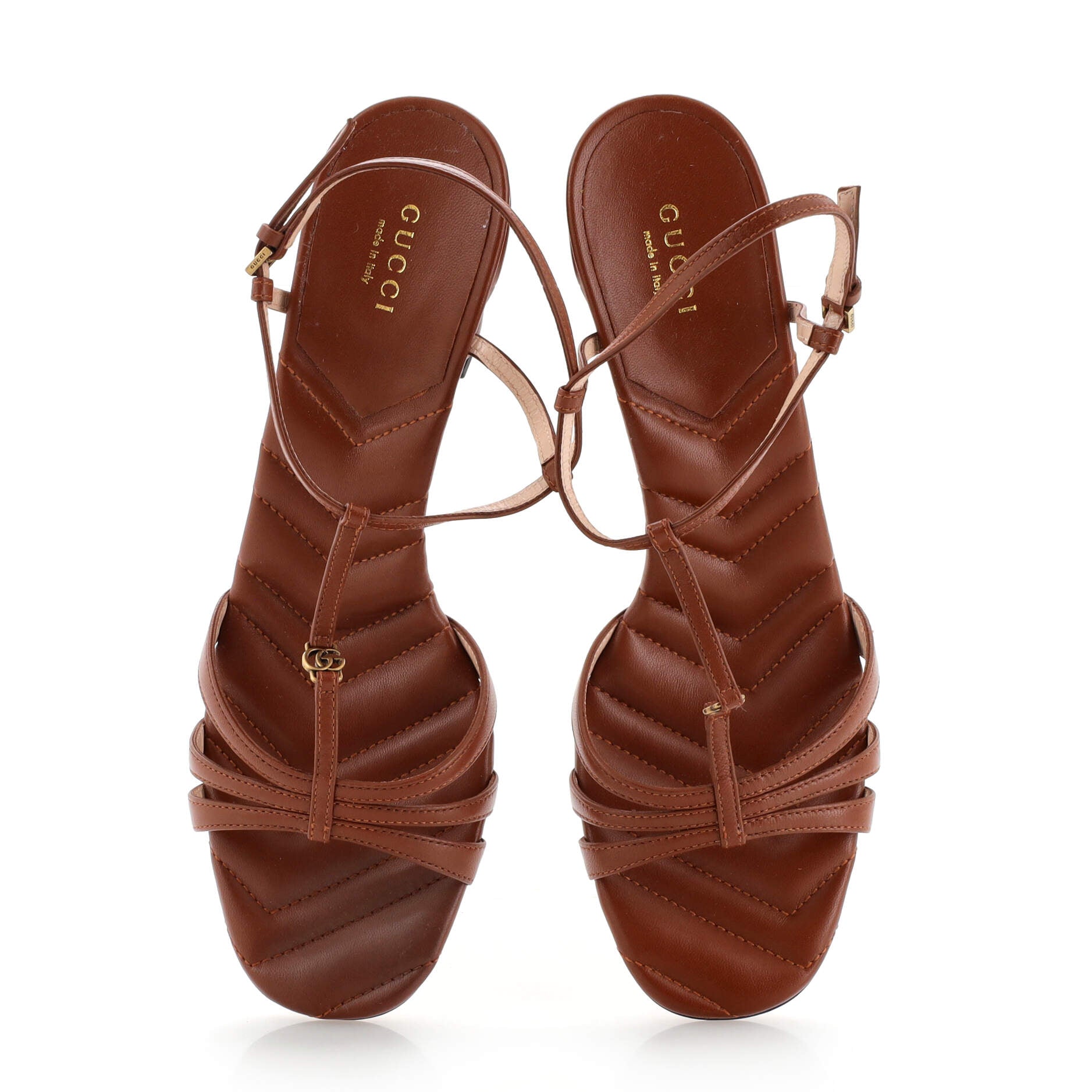 Women's GG Marmont T-Strap Heeled Sandals Leather