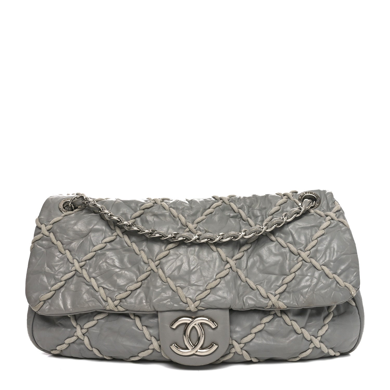 Calfskin Ultra Stitch Oversized Flap Grey