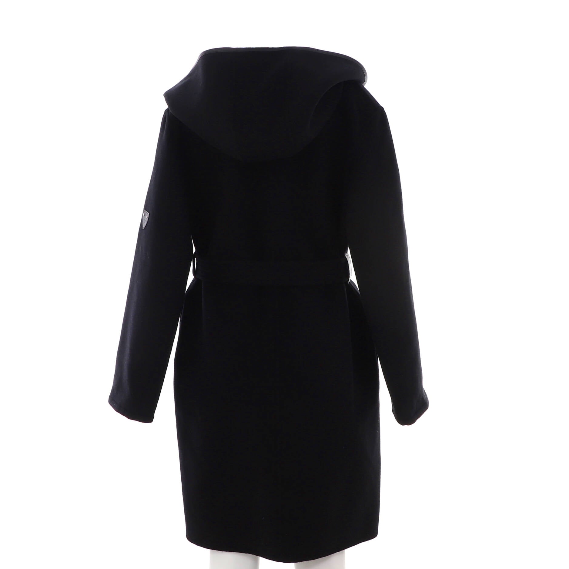 Women's Reversible Hooded Belted Wrap Coat Monogram Wool Blend