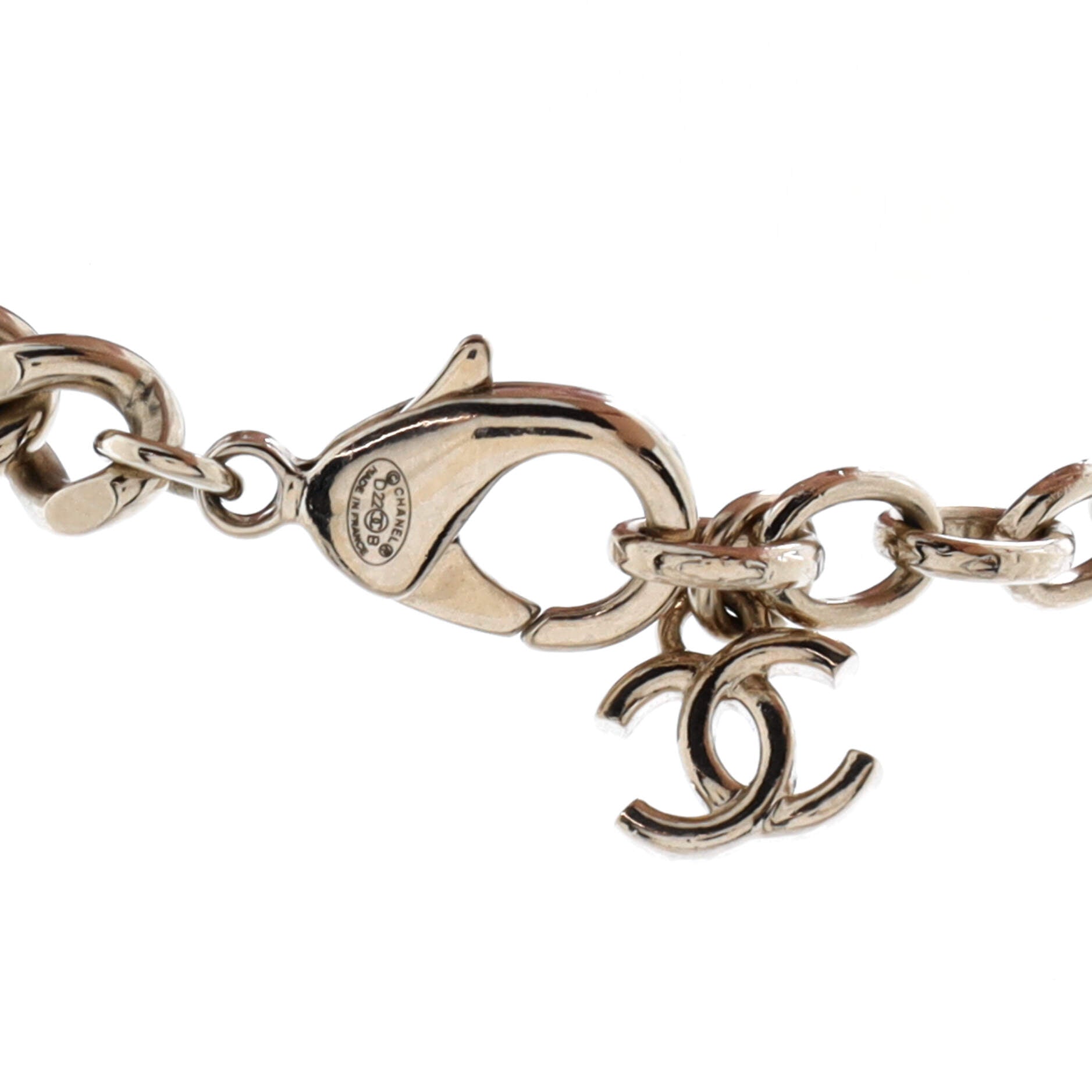 Logo CC Plate Choker Necklace Metal with Resin and Crystals