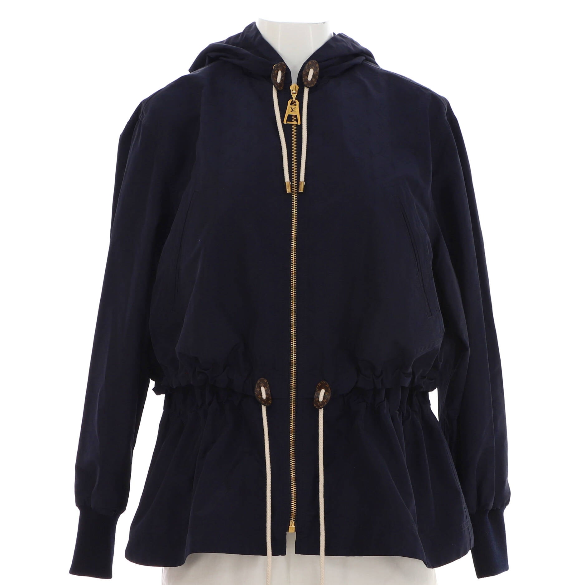 Women's Drawstring Monogram Parka Polyester and Silk Blend