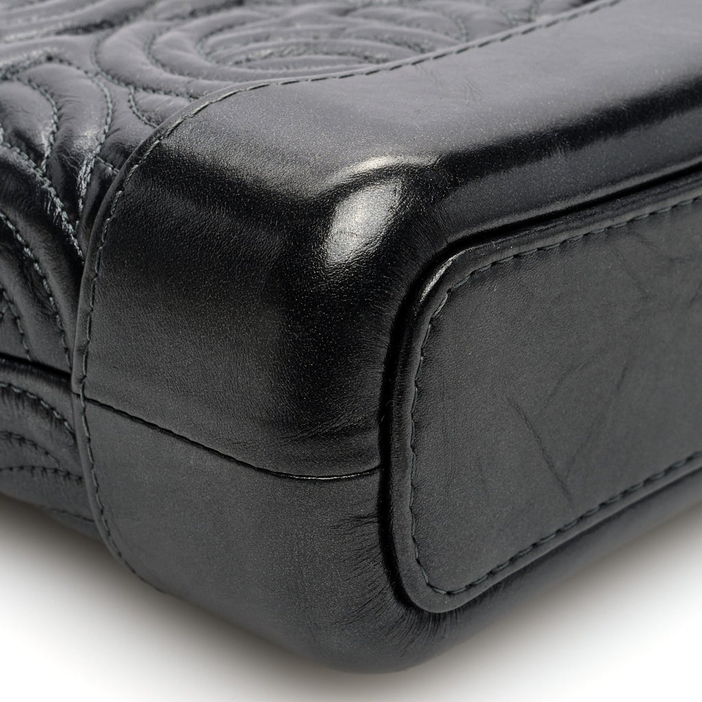 Aged Calfskin CC Quilted Small Gabrielle Hobo Black