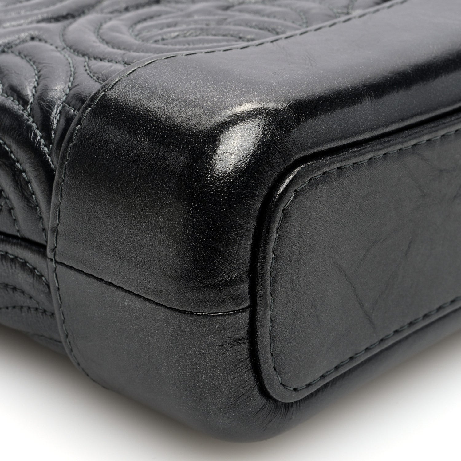 Aged Calfskin CC Quilted Small Gabrielle Hobo Black