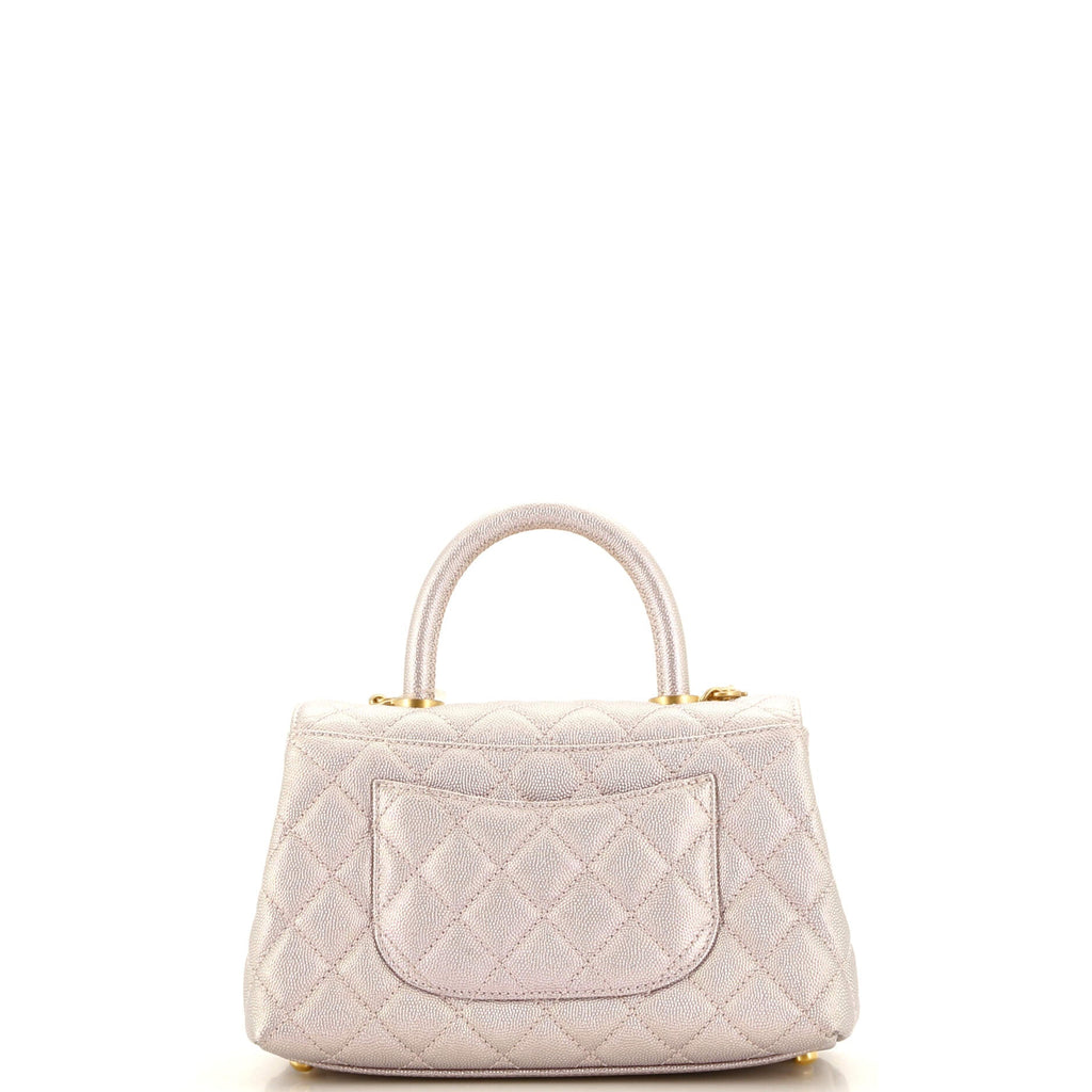 Coco Top Handle Bag Quilted Iridescent Caviar Mini