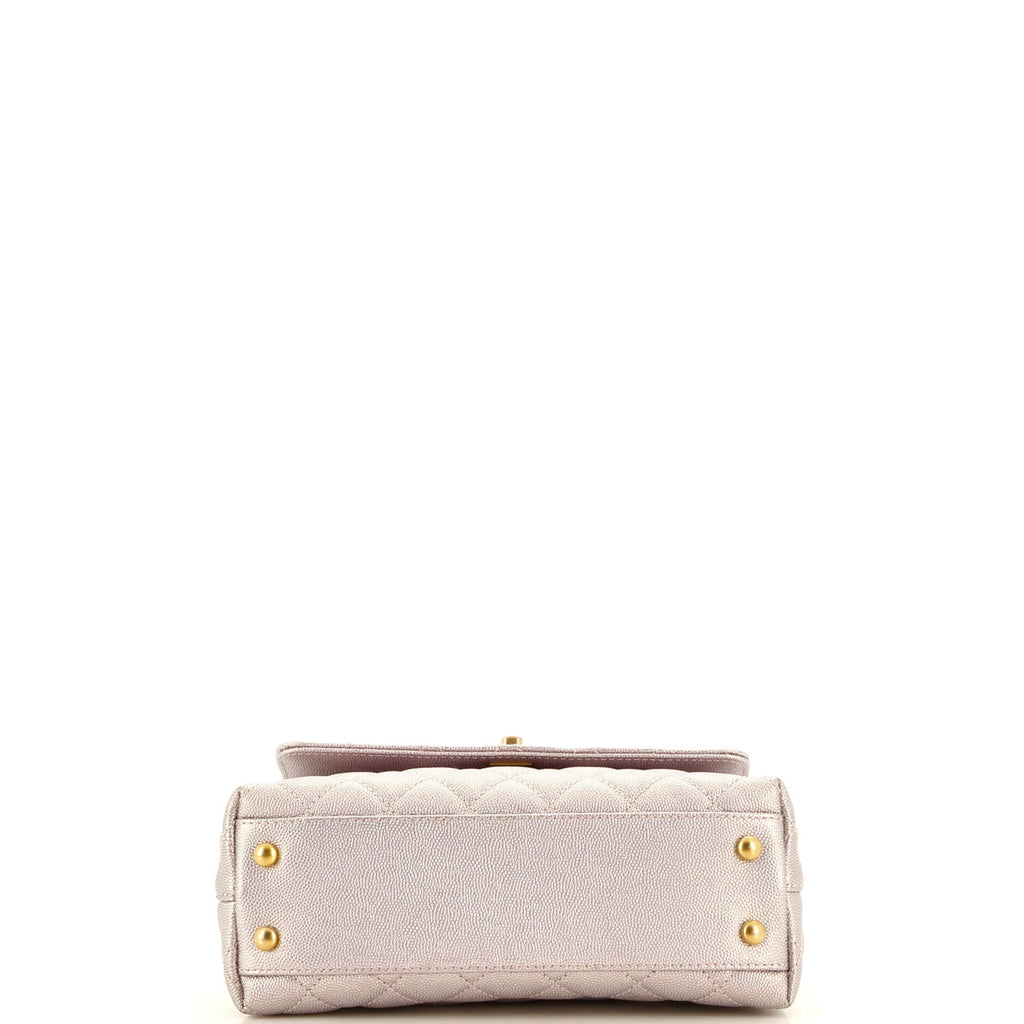 Coco Top Handle Bag Quilted Iridescent Caviar Mini