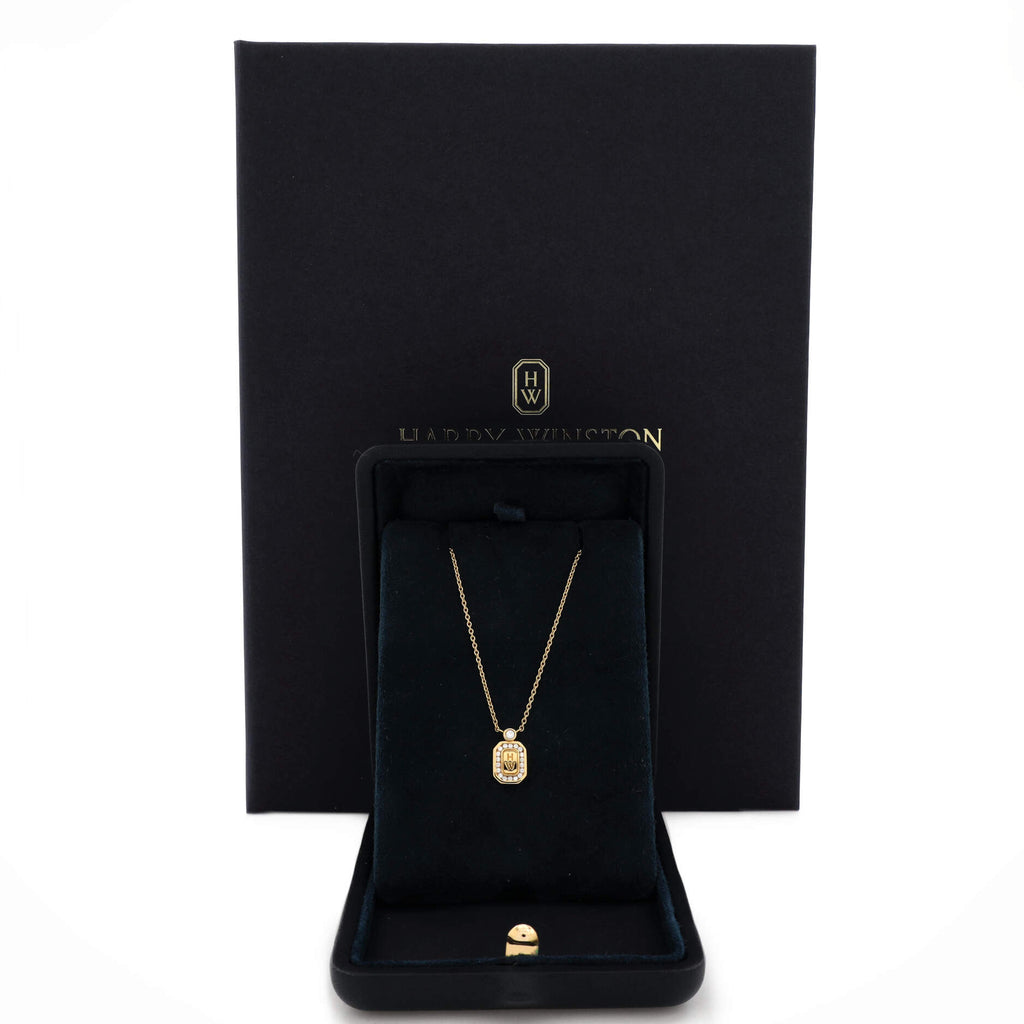 HW Logo Pendant Necklace 18K Yellow Gold with Diamonds