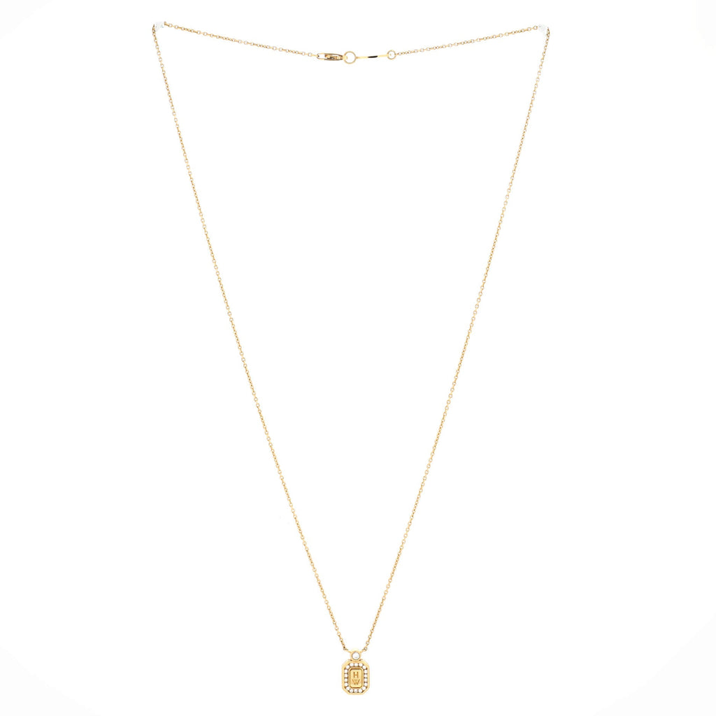 HW Logo Pendant Necklace 18K Yellow Gold with Diamonds