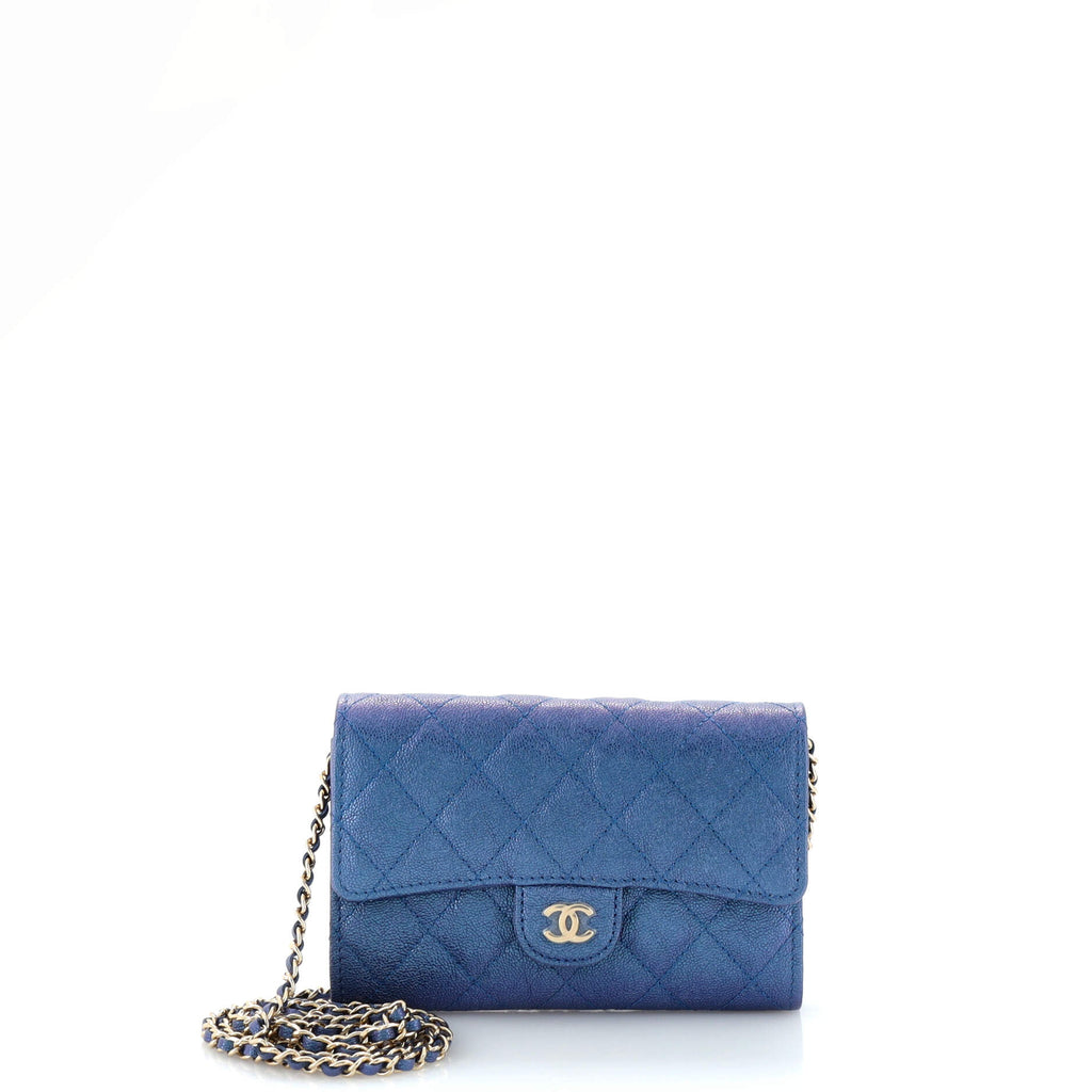 Classic Flap Wallet Crossbody Bag Quilted Iridescent Caviar Mini