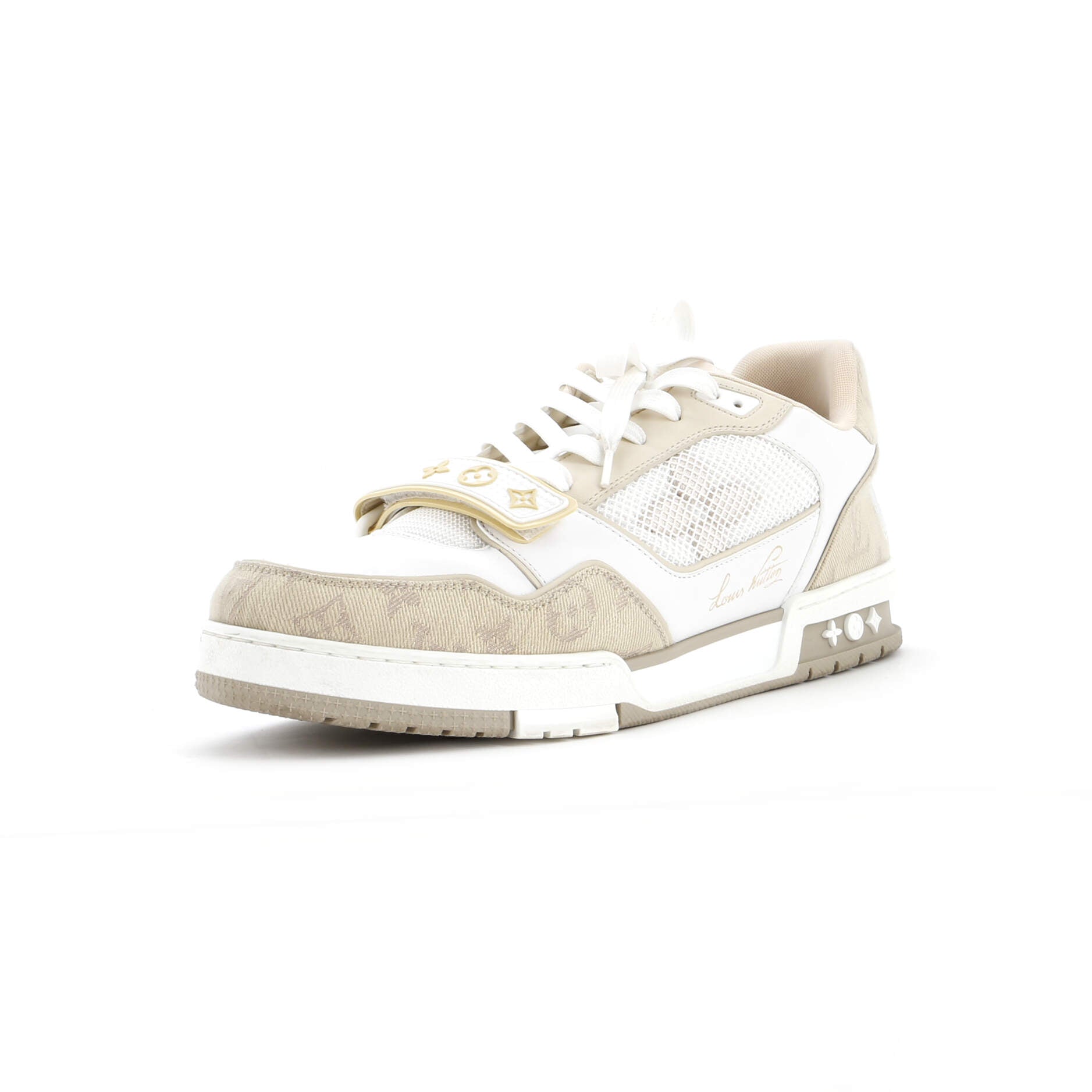 Men's LV Trainer Velcro Sneakers Monogram Denim and Leather with Mesh