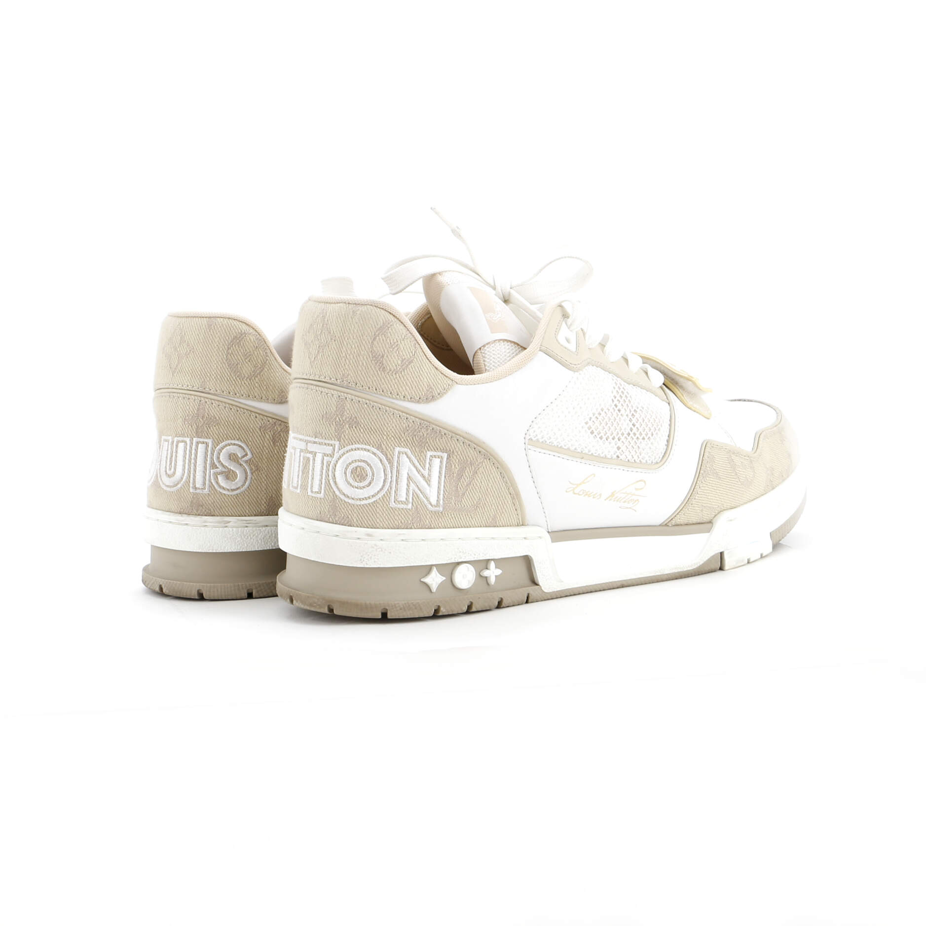 Men's LV Trainer Velcro Sneakers Monogram Denim and Leather with Mesh