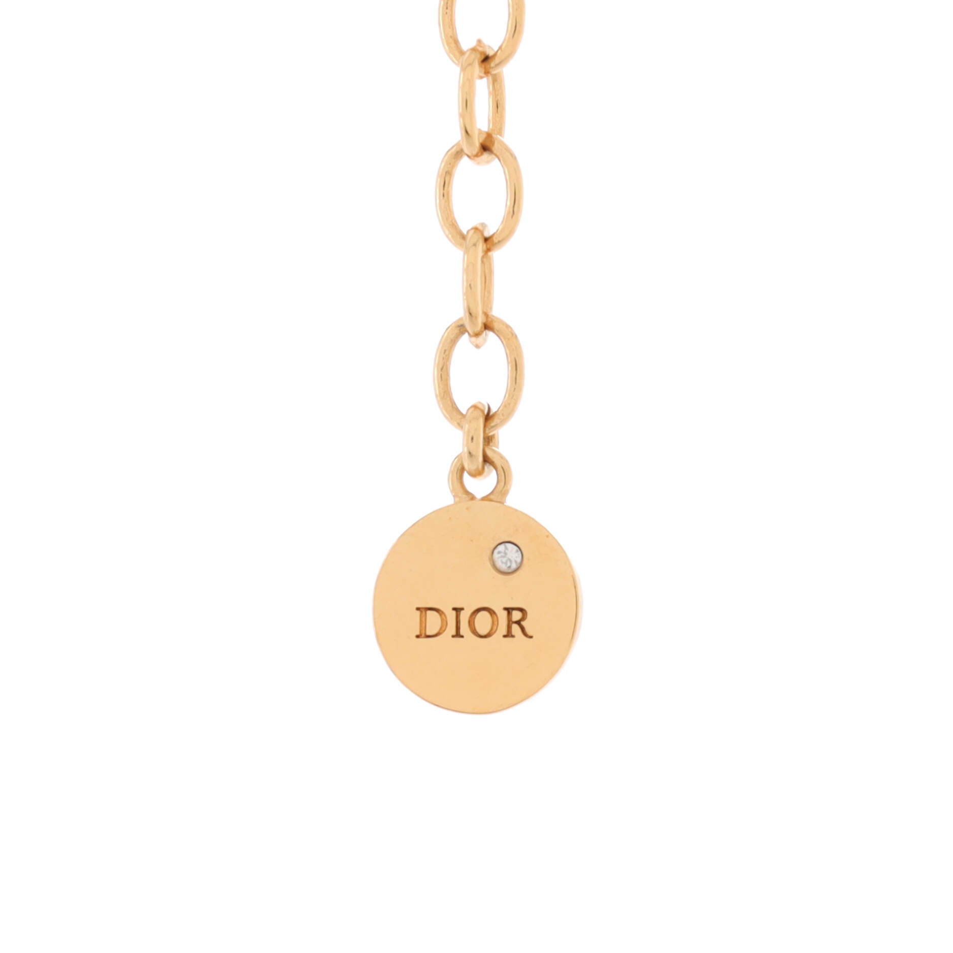 Dio(r)evolution Logo Letters Charm Necklace Metal with Crystals