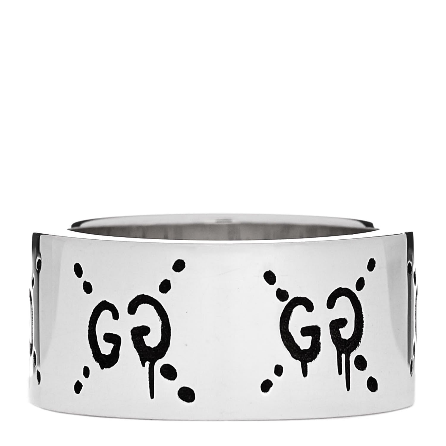 Sterling Silver GucciGhost Hamlet Skull Band Ring 49 5