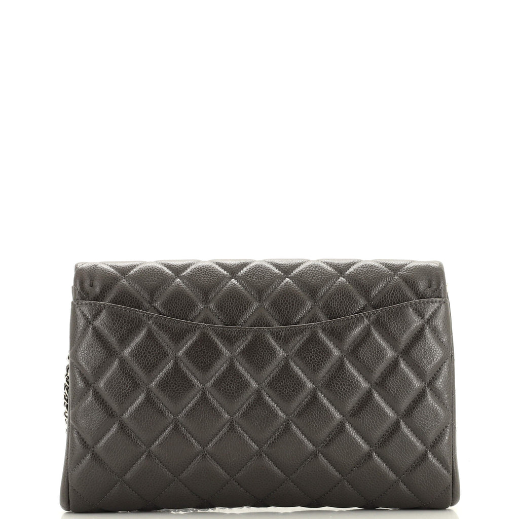 Clutch with Chain Quilted Caviar
