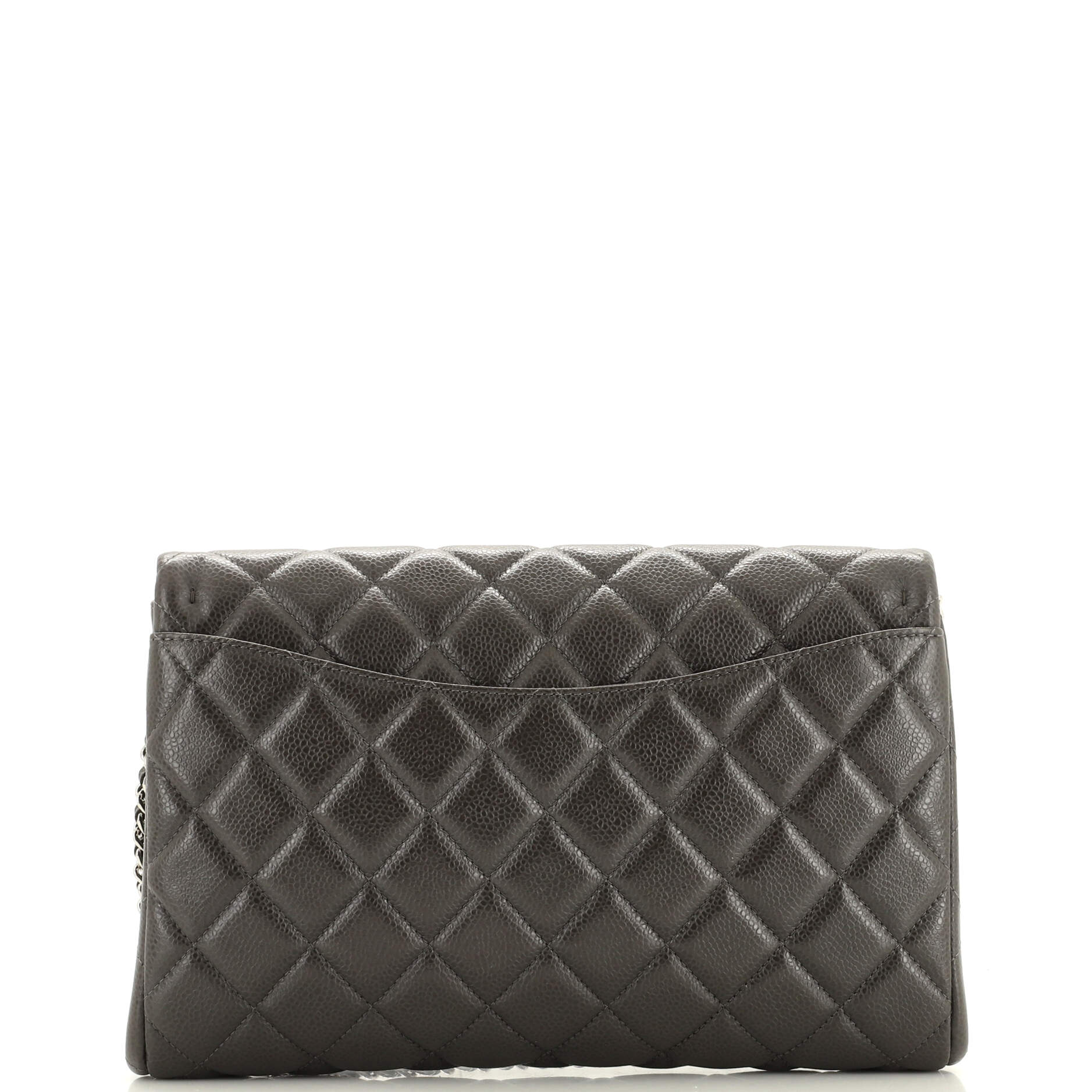 Clutch with Chain Quilted Caviar