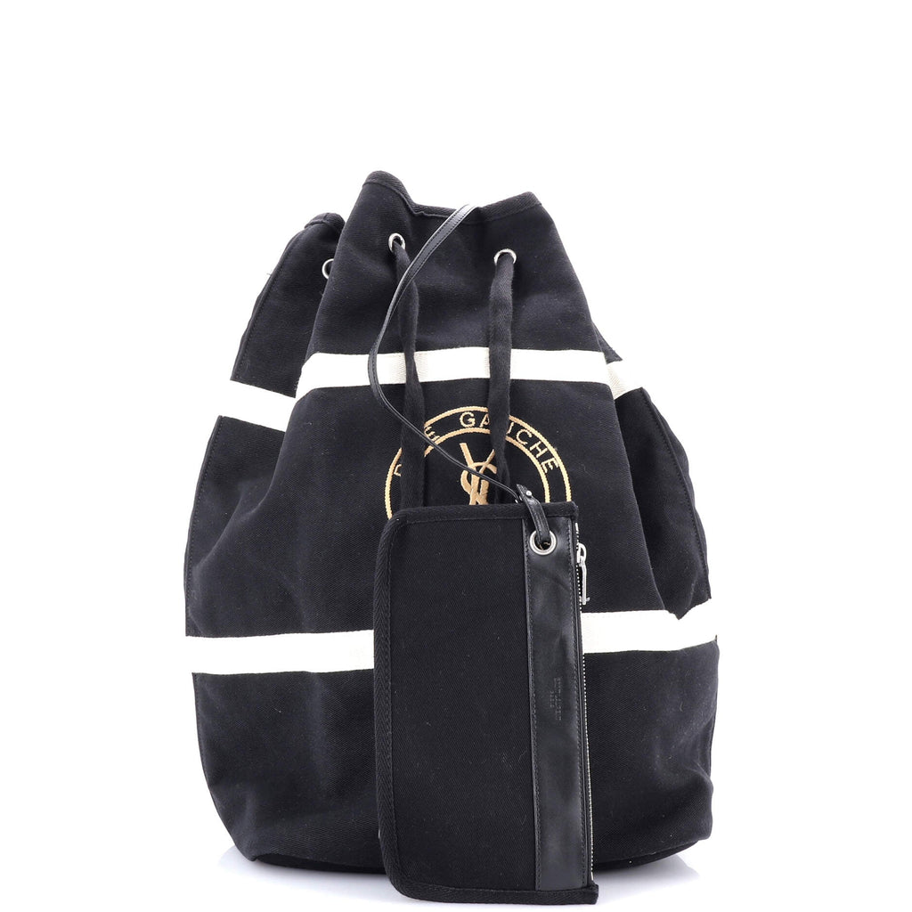 Rive Gauche Drawstring Sling Bag Stripe Canvas Medium