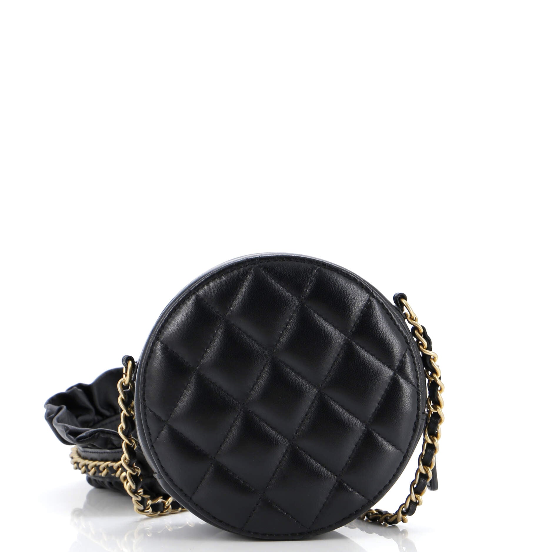 Romance Round Clutch with Chain Quilted Lambskin