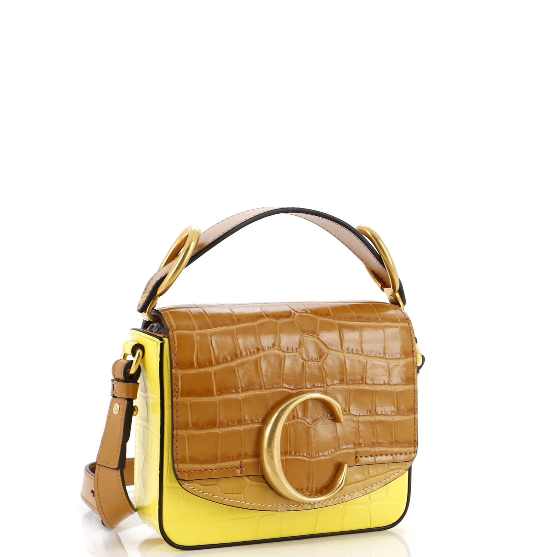 C Flap Bag Crocodile Embossed Leather Mini