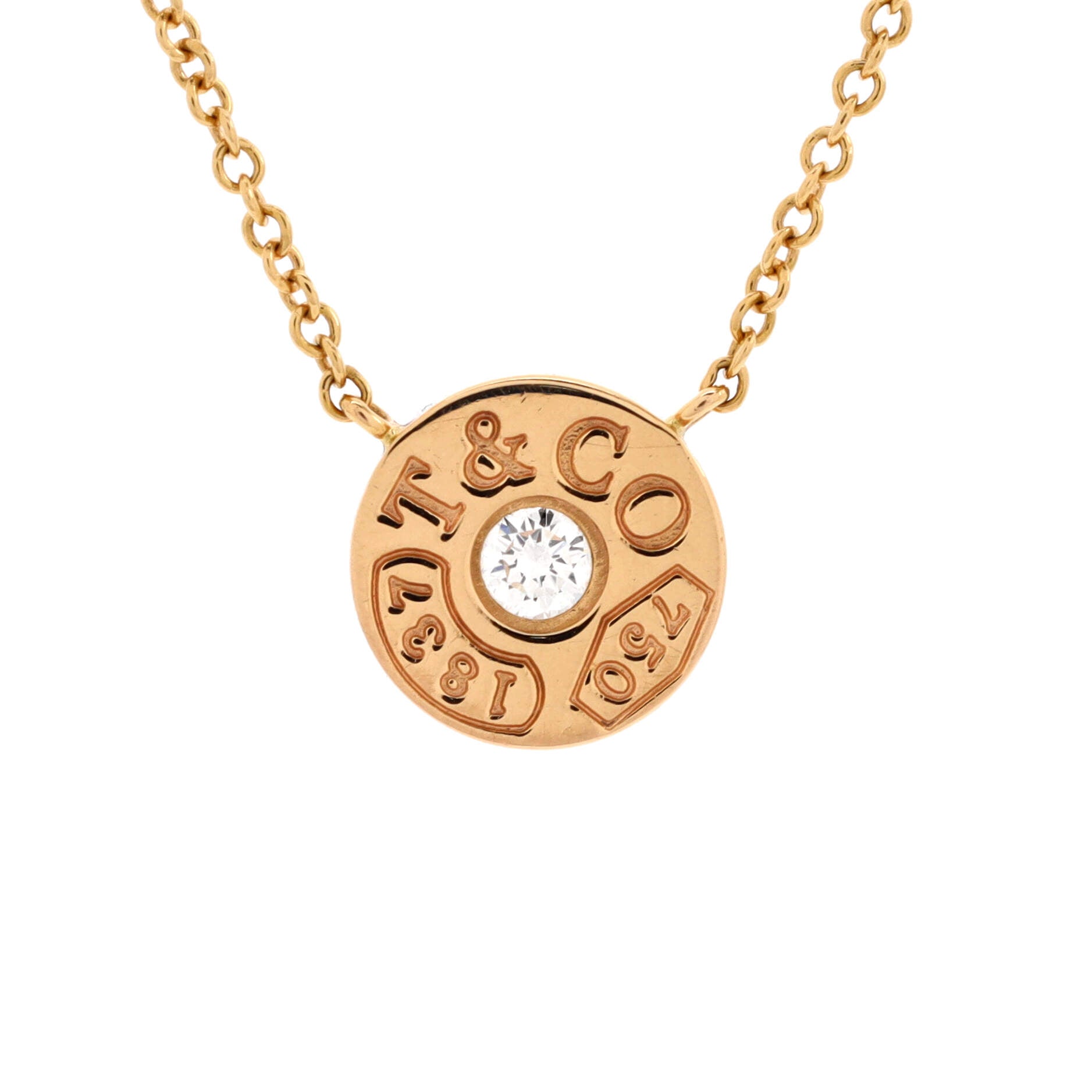 1837 Circle Pendant Necklace 18K Rose Gold with Diamond