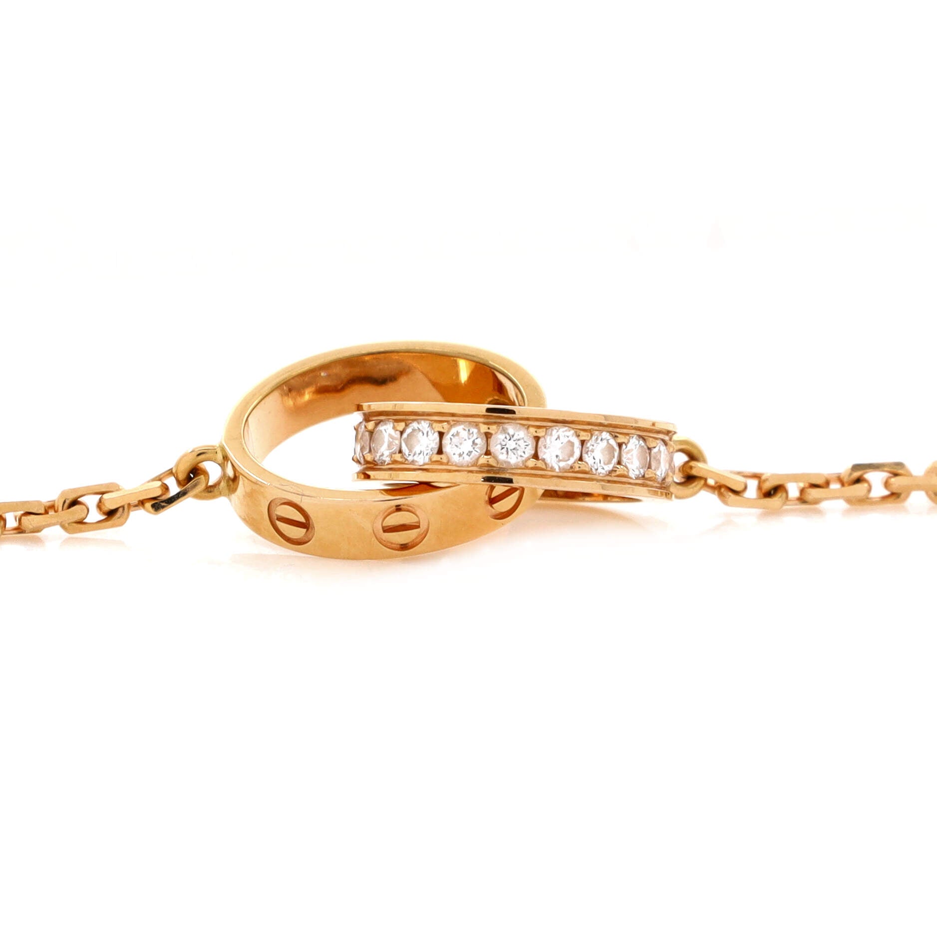 Love Interlocking Necklace 18K Rose Gold with Diamonds