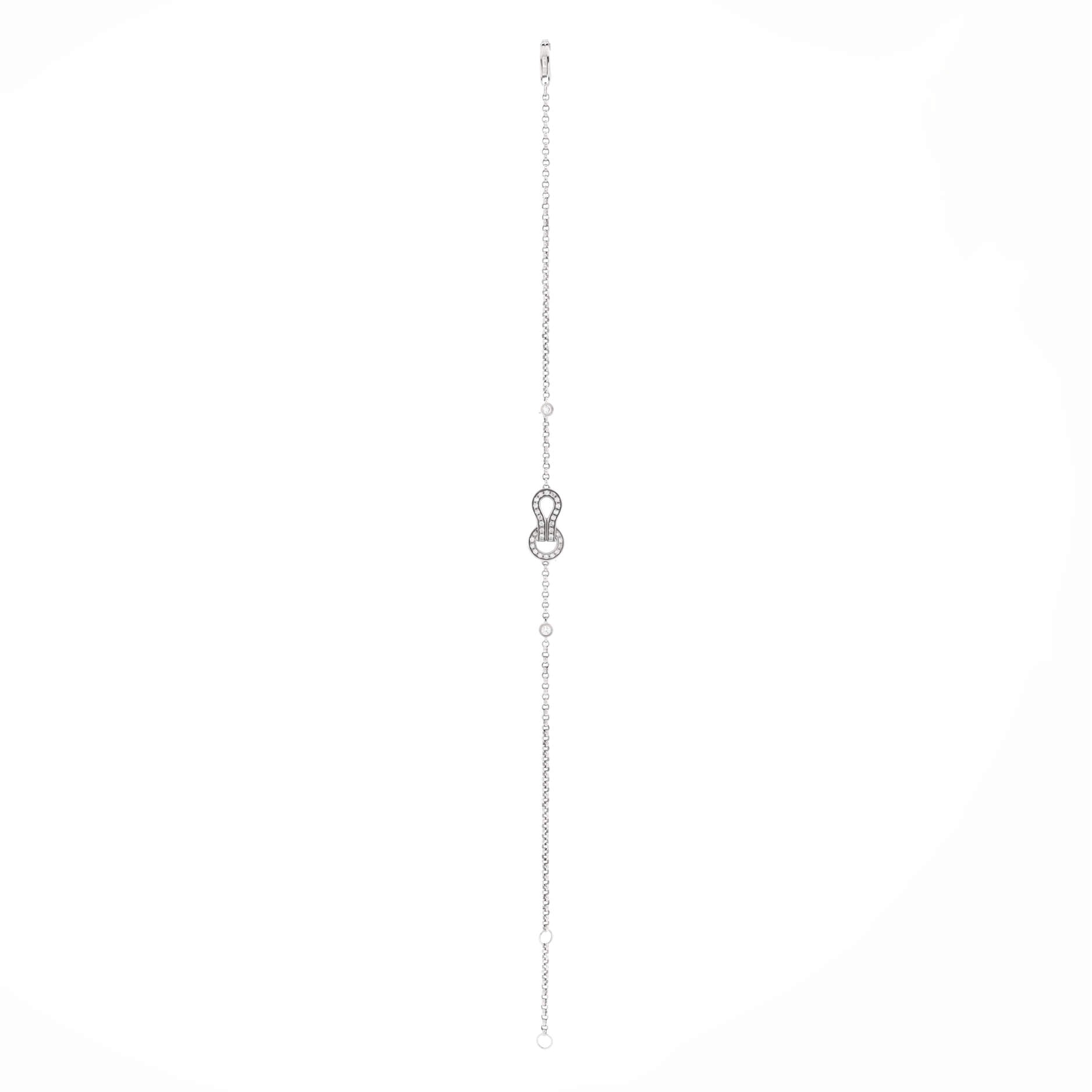 Agrafe Cable Chain Bracelet 18K White Gold with Diamonds