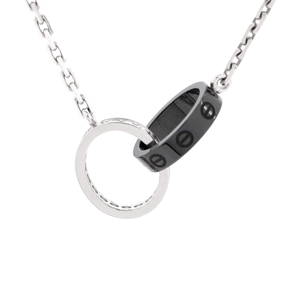 Love Interlocking Necklace 18K White Gold with Diamonds and Ceramic