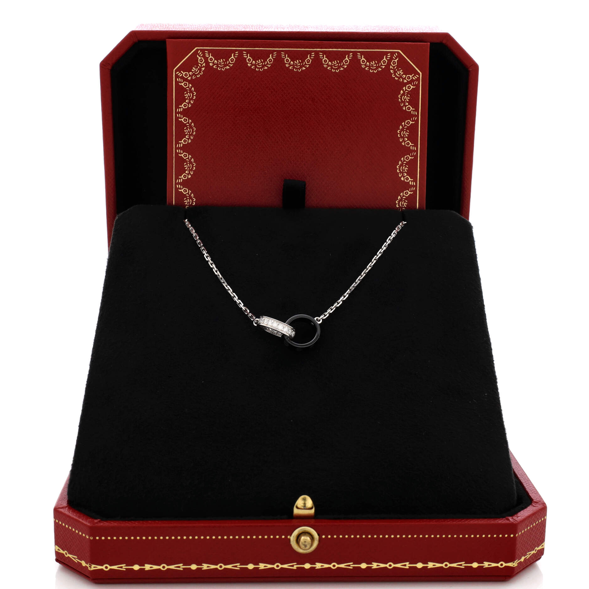 Love Interlocking Necklace 18K White Gold with Diamonds and Ceramic