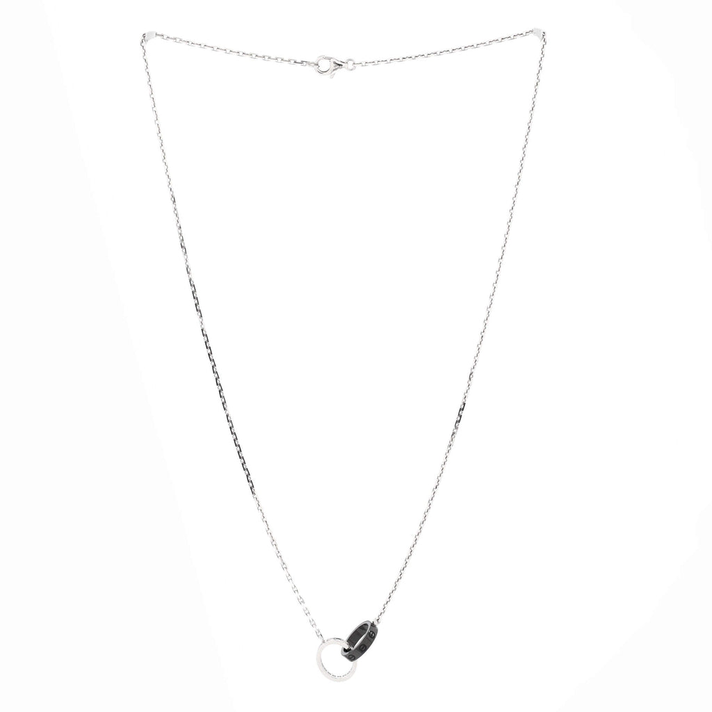 Love Interlocking Necklace 18K White Gold with Diamonds and Ceramic