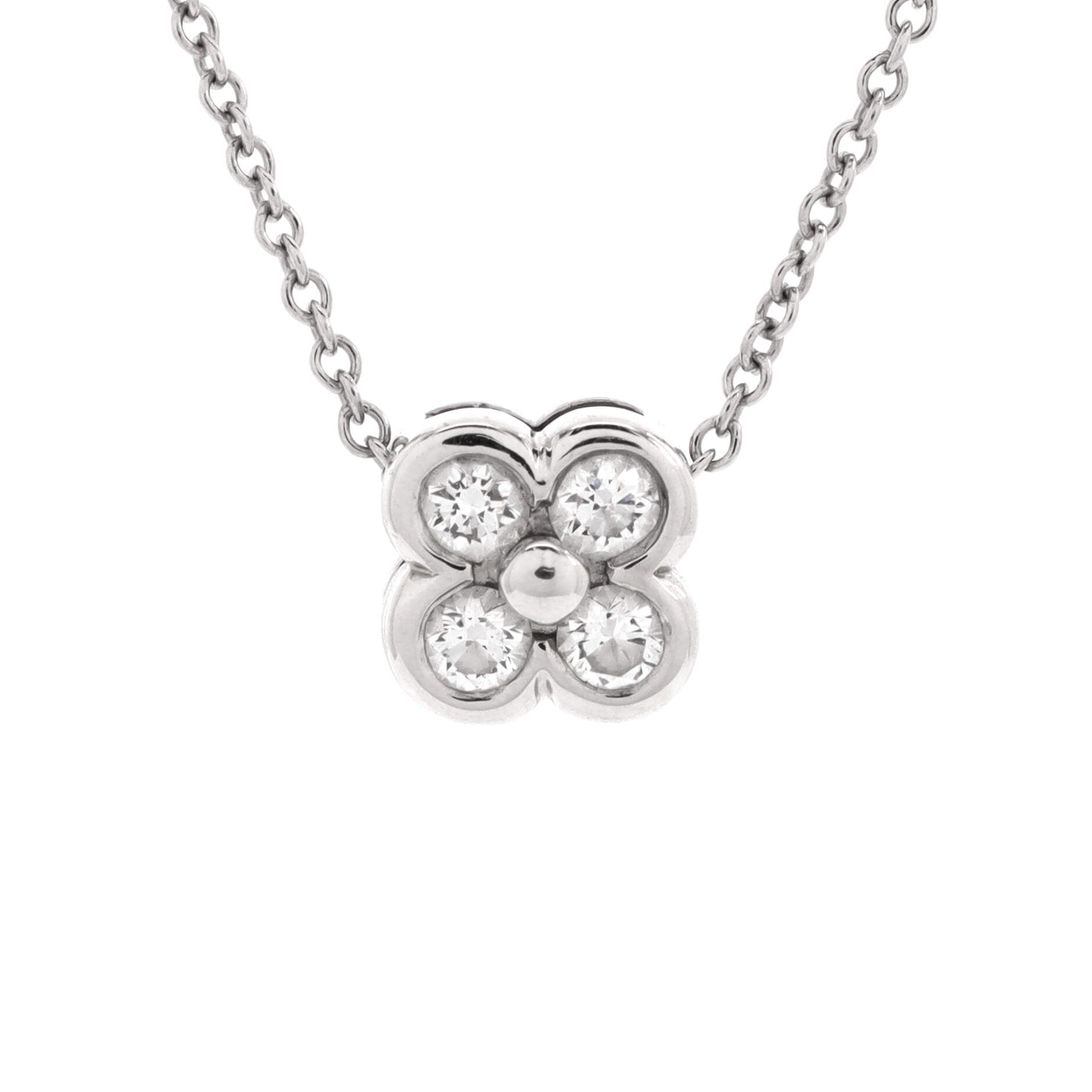 Garden Flower Pendant Necklace Platinum and Diamonds