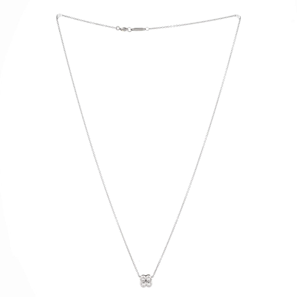 Garden Flower Pendant Necklace Platinum and Diamonds