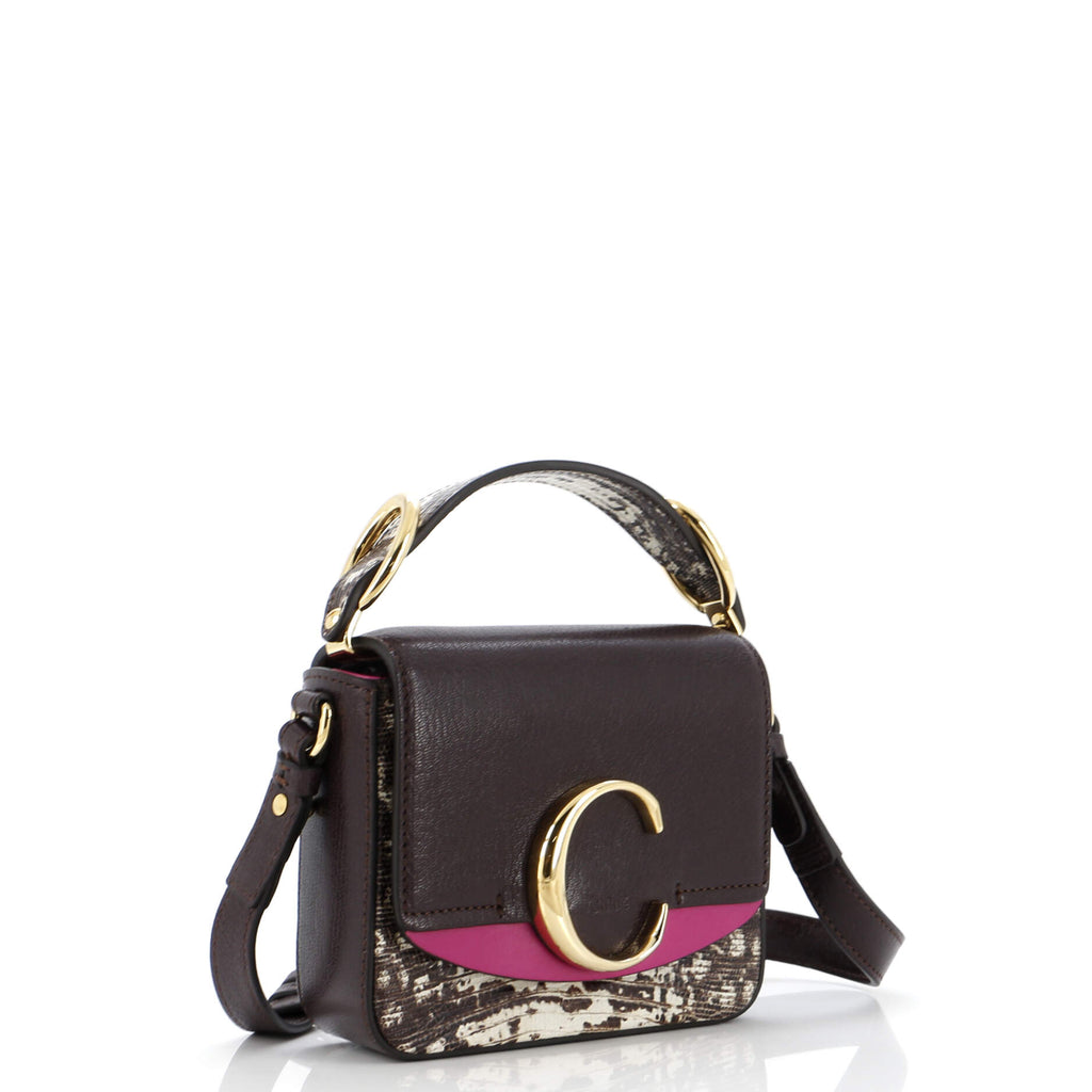 C Flap Bag Leather with Lizard Embossed Detail Mini