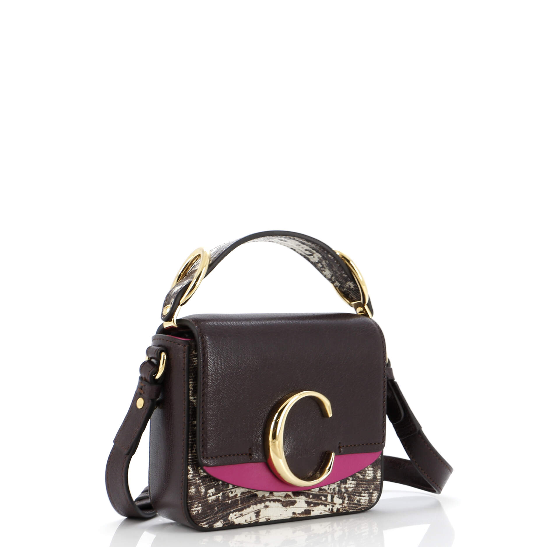 C Flap Bag Leather with Lizard Embossed Detail Mini