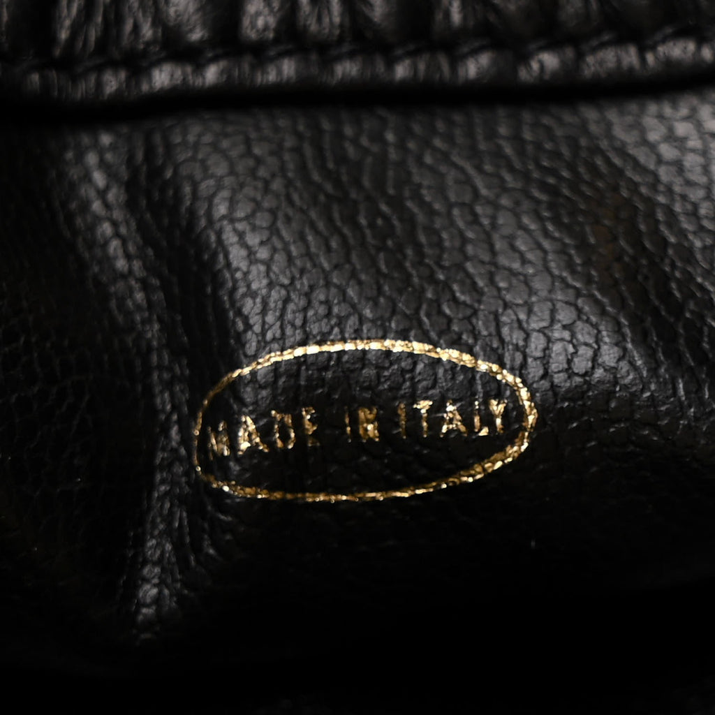 Lambskin CC Stitched Drawstring Bucket Bag Black