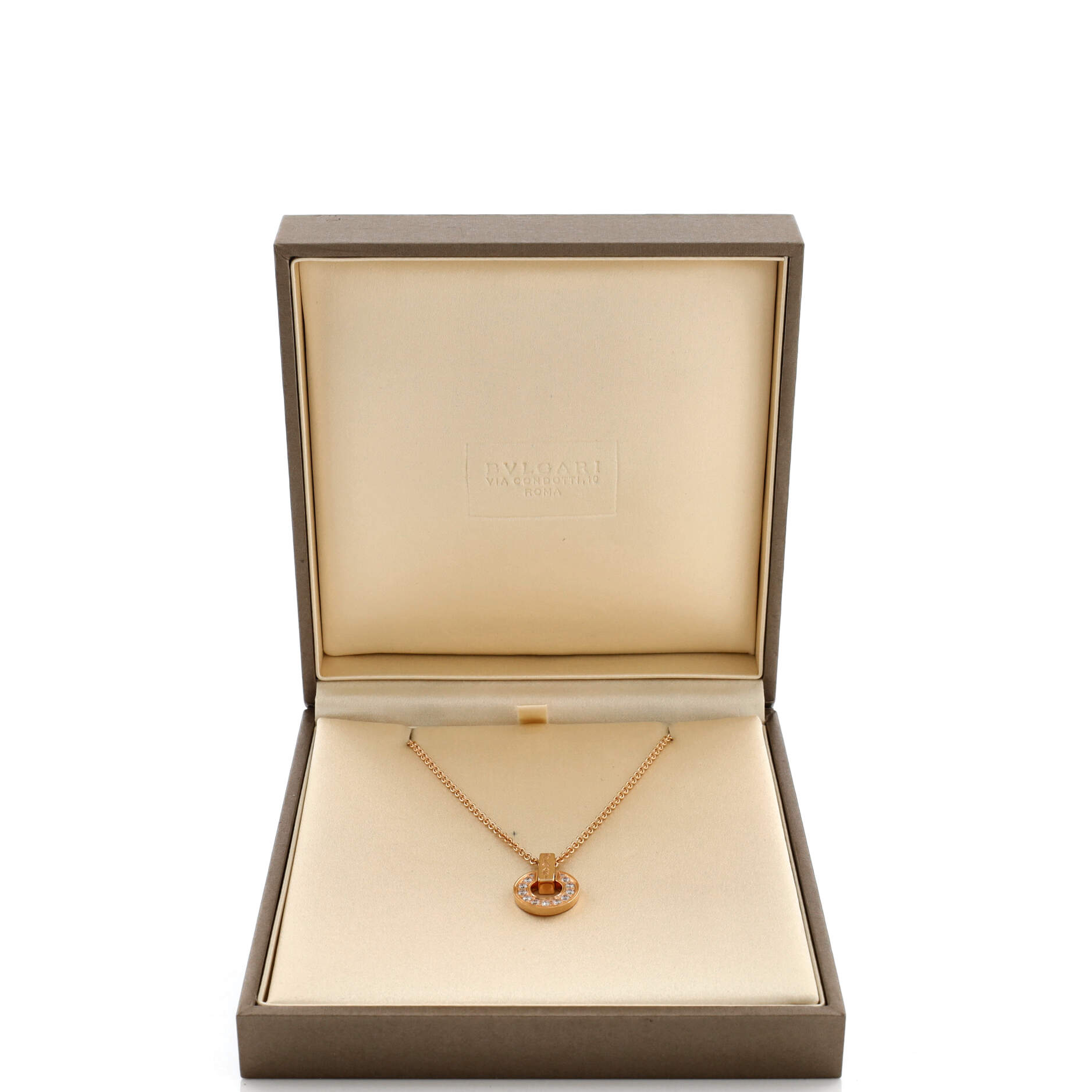 Bvlgari Bvlgari Pendant Necklace 18K Rose Gold with Diamonds