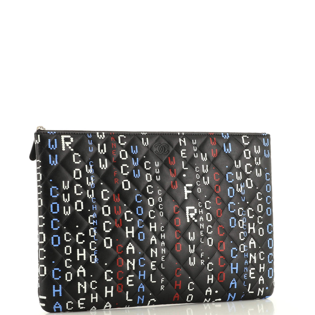 Data Center O Case Clutch Quilted Printed Lambskin Large