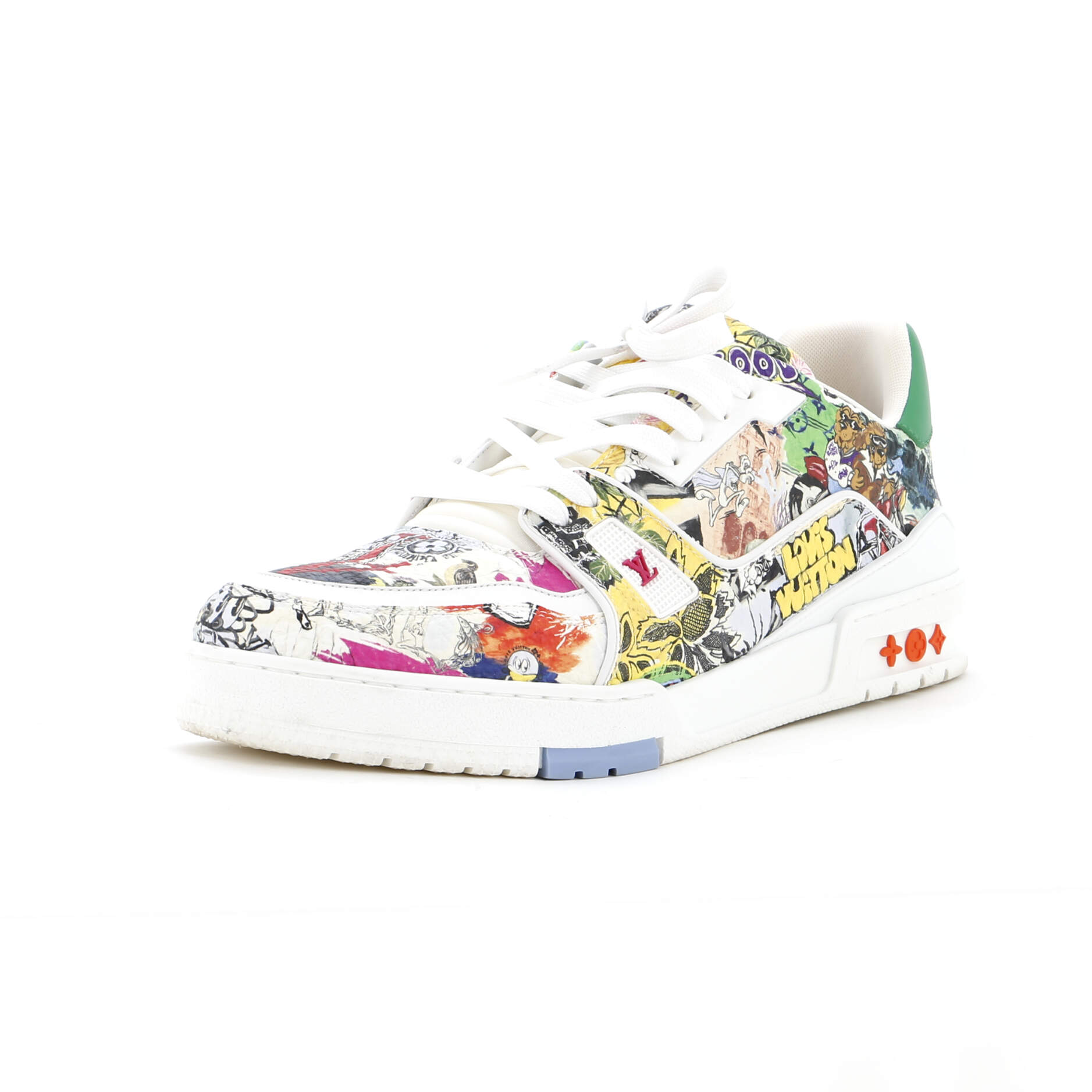 Men's LV Trainer Sneakers Comic Motifs Printed Leather