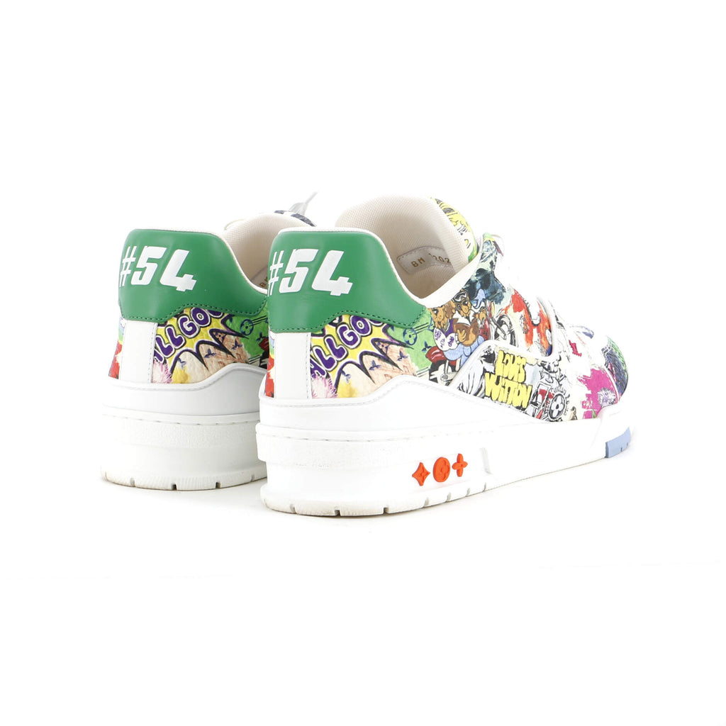 Men's LV Trainer Sneakers Comic Motifs Printed Leather
