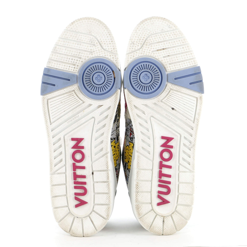 Men's LV Trainer Sneakers Comic Motifs Printed Leather