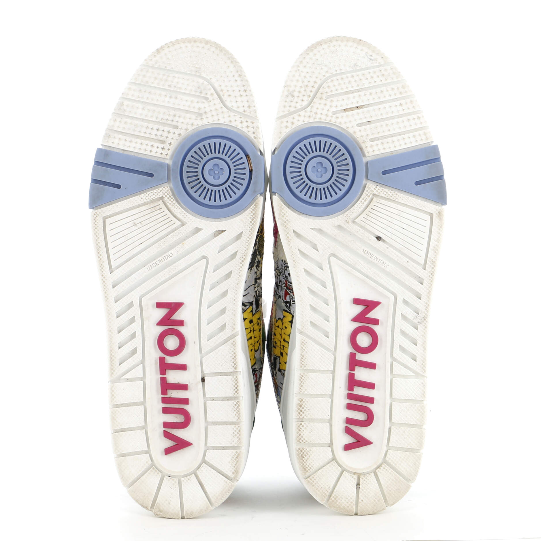 Men's LV Trainer Sneakers Comic Motifs Printed Leather