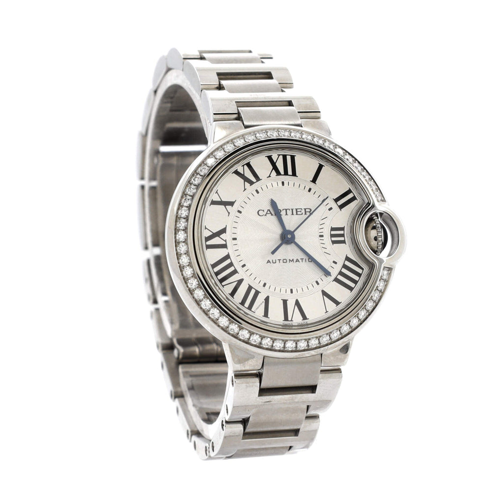 Ballon Bleu de Cartier Automatic Watch Stainless Steel with Diamond Bezel 33