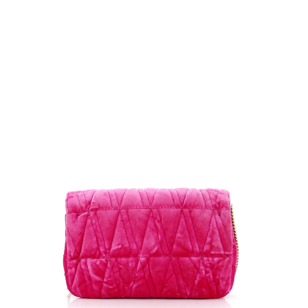 Virtus Chain Flap Shoulder Bag Quilted Velvet Mini